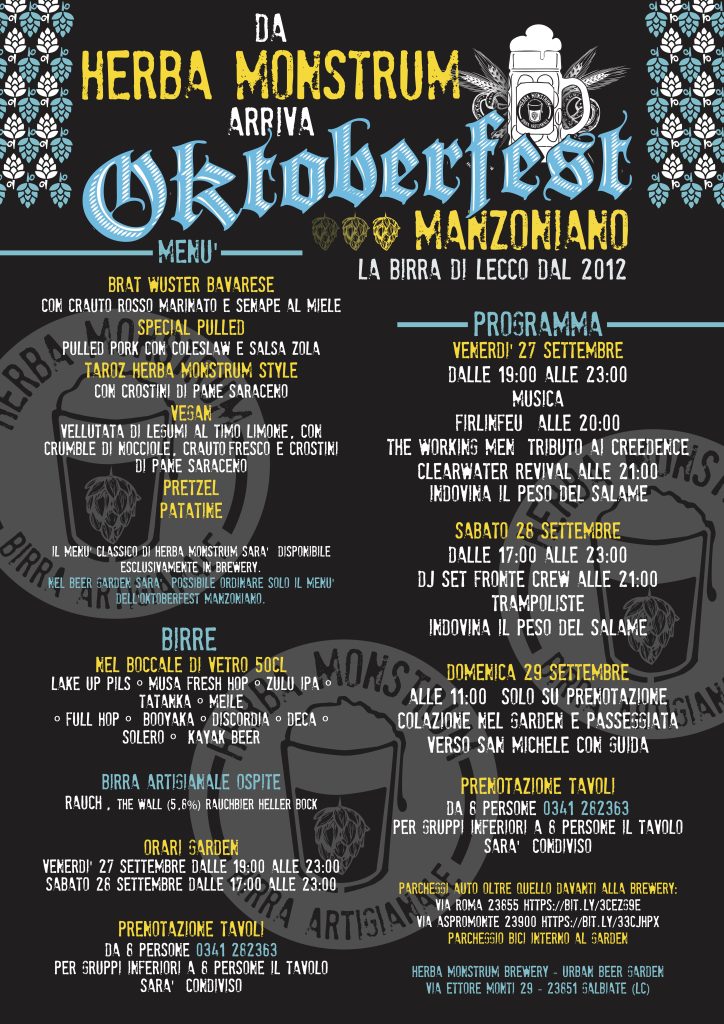 OKTOBERFEST MANZONIANO 2024 Herba Monstrum Beer Garden Galbiate Lecco Ponte Azzone Visconti birra artigianale hamburger